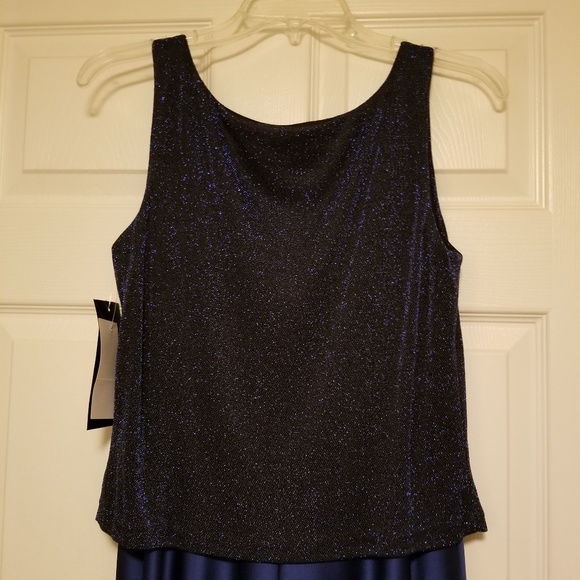Cobalt blue and black formal dress - Picture 2 of 3
